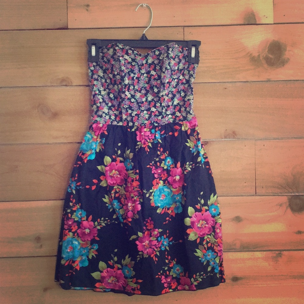Floral Strapless Dress